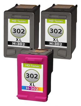 Alternativ Set Druckerpatronen HP 302 302xl 2x Schwarz+Color HD-Toner.at